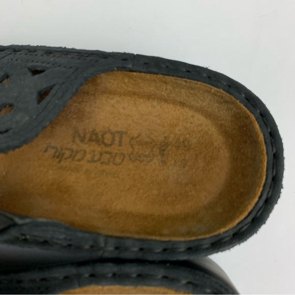 NAOT Black Suede Double Strap Filigree Lasercut Slip On Slide Sandals 40 - Picture 5 of 14